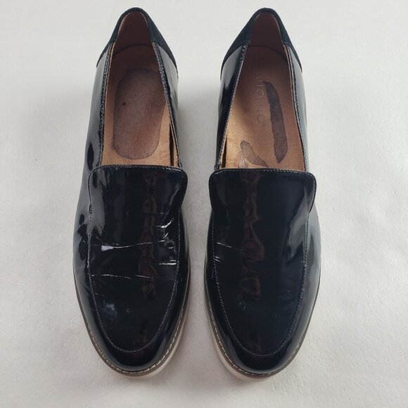 Vionic Kensley Patent Leather Flat Women 9.5 Black Slip On Platform Comfort Shoe - Picture 3 of 11